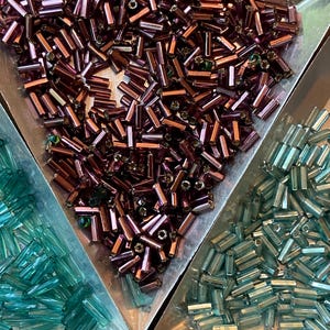 3 Colors Glass Bugle Bead Purple Aqua Green Supply 6mm 5mm