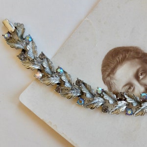 Vintage Lisner Rhinestone Bracelet Prong Set Wide 1950s 60s