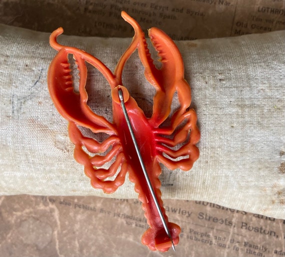 Vintage Plastic Dime Store Lobster Pin 1950s - image 3