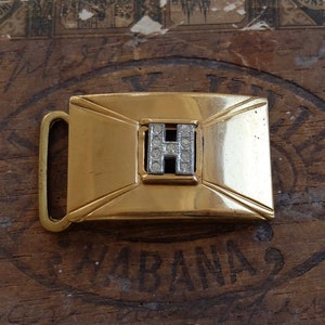 Vintage Pioneer Brand Monogrammed Belt Buckle Accessory Letter H Gold Metal