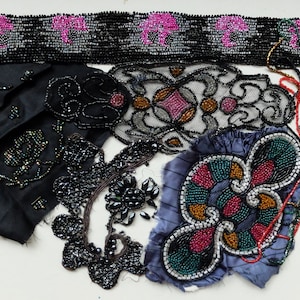 5 Vintage Seed Bead Salvaged Trim Supply AS IS Glass Beads Beaded Trim