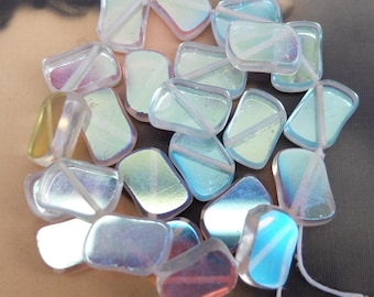 Vintage Beads W German Glass Aurora Borealis Coating Luminous