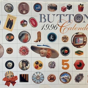 Calendario de pared con botones vintage de 1996