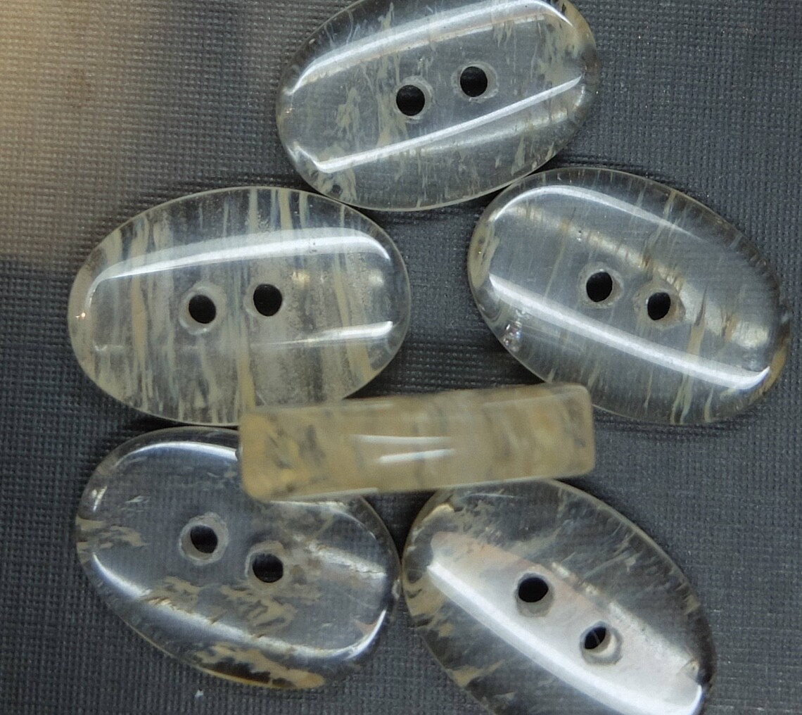 Stone Like Buttons Set of Six Oval Clear With Yellow Glass - Etsy