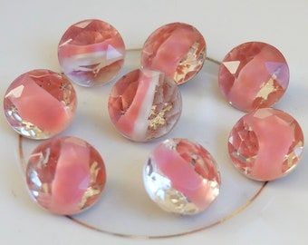 8 Lg Vintage Strasssteine lose Lieferung Pink Givre Gold Rücken 14mm