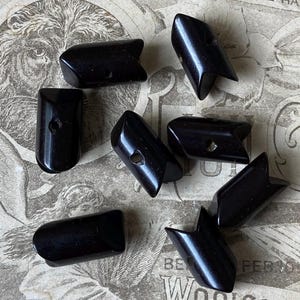 8 Vintage Arrow Shaped  Bakelite Buttons Dark Brown Black Nesting