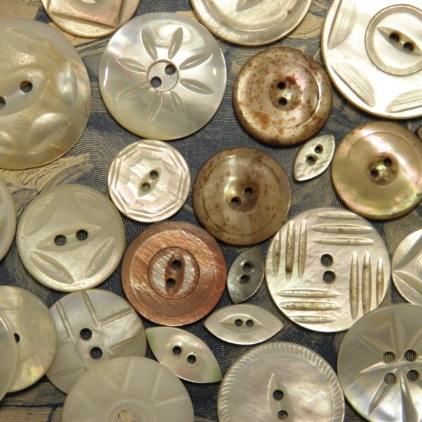 Vintage Mother of Pearl Buttons Assorted Lot Destash