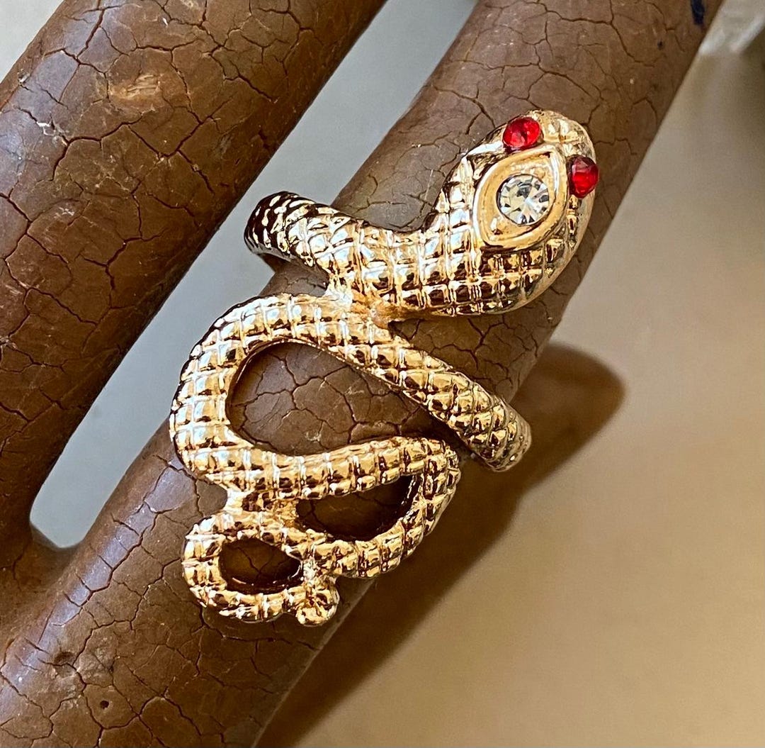 soumake men python ring retro opening adjustable... Vintage Gold Metal Ring Coiled Snake Size 6 - Etsy