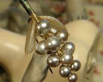Vintage Glass Pearl Pin Made in Japan Grape Cluster