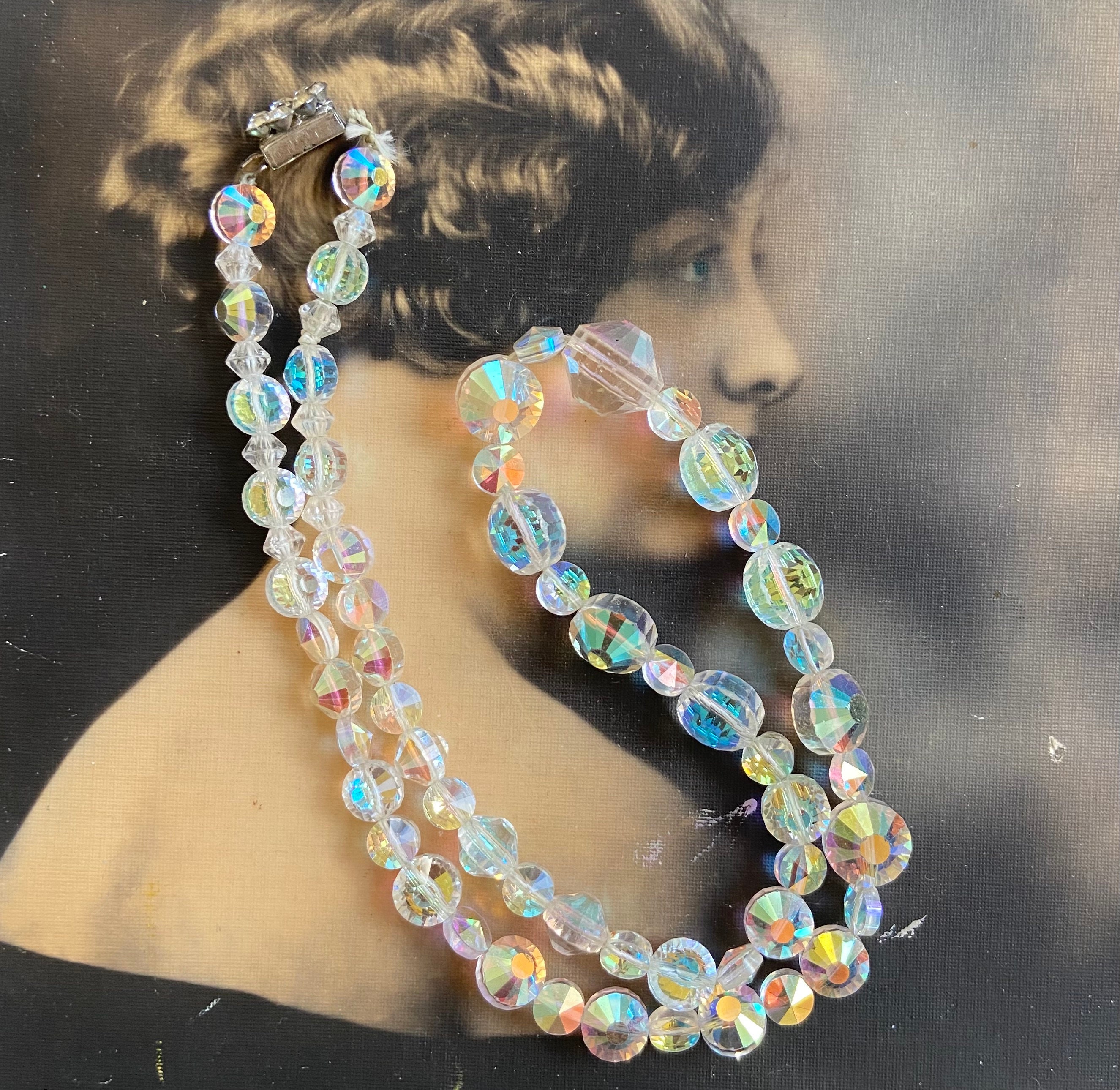 Vintage Swarovski Crystal Bead Necklace Retired Shape Aurora Etsy