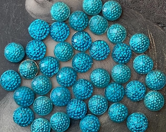 30 Round Vintage Corn Cob Glass Cabochons Aqua Blue Glass