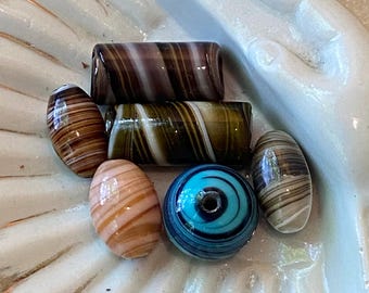 6 Glass Beads Stripes Assortment