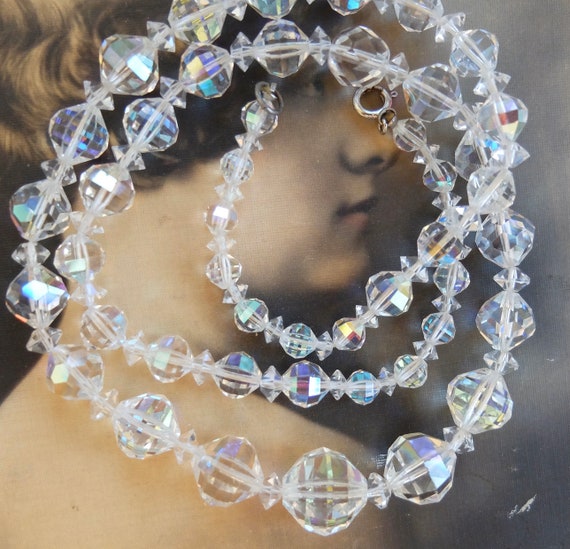 Faceted crystal bead necklace best sale
