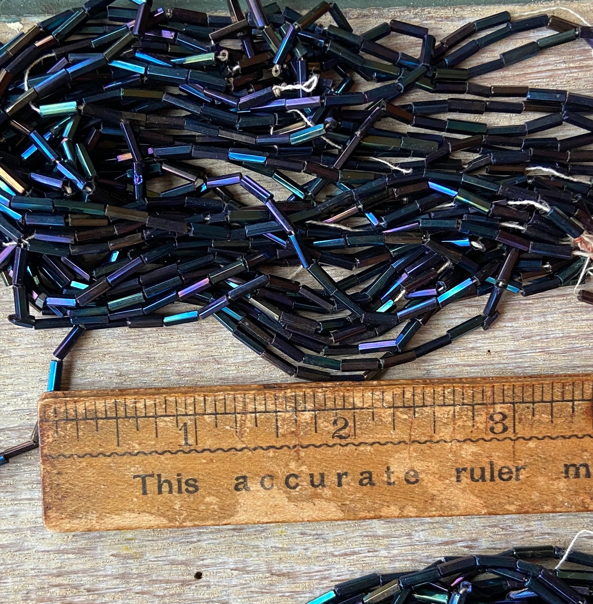 2 Hanks Antique Bugle Bead Iridescent Peacock Full Hank Czech Etsy