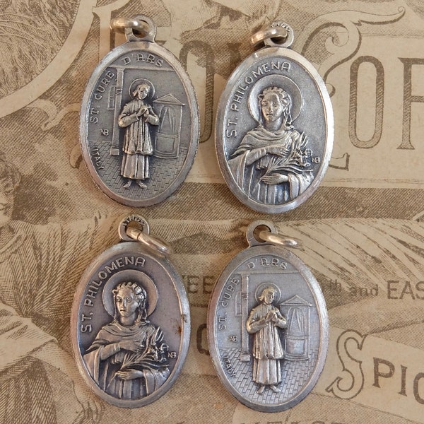 4 Vintage St. Philomena St Cure Dars Medal Religious