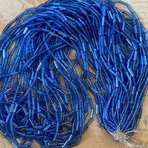 Jumbo Hank Vintage 7mm Glass Bugle Bead Sea Blue Supply Strands