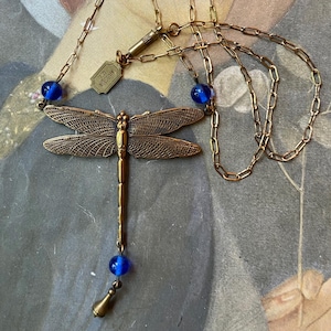 Vintage Necklace Dragonfly Pendant Linked Chain Pididdly Links