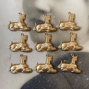 9 Vintage Brass Stampings Sphinx Egyptian Charm