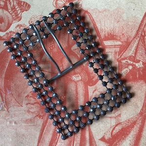 Antique Steel Belt Buckle Vintage Large Rectangle Teeth