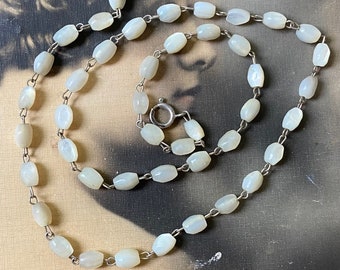 Vintage Mother of Pearl Rosary Chain Necklace