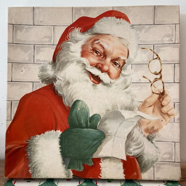 Vintage Christmas Wrapping Box AS IS Santa Box Store Merchandise Wrapping Paper Sheets