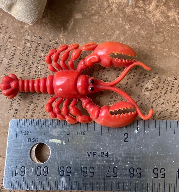 Vintage Plastic Dime Store Lobster Pin 1950s - image 2