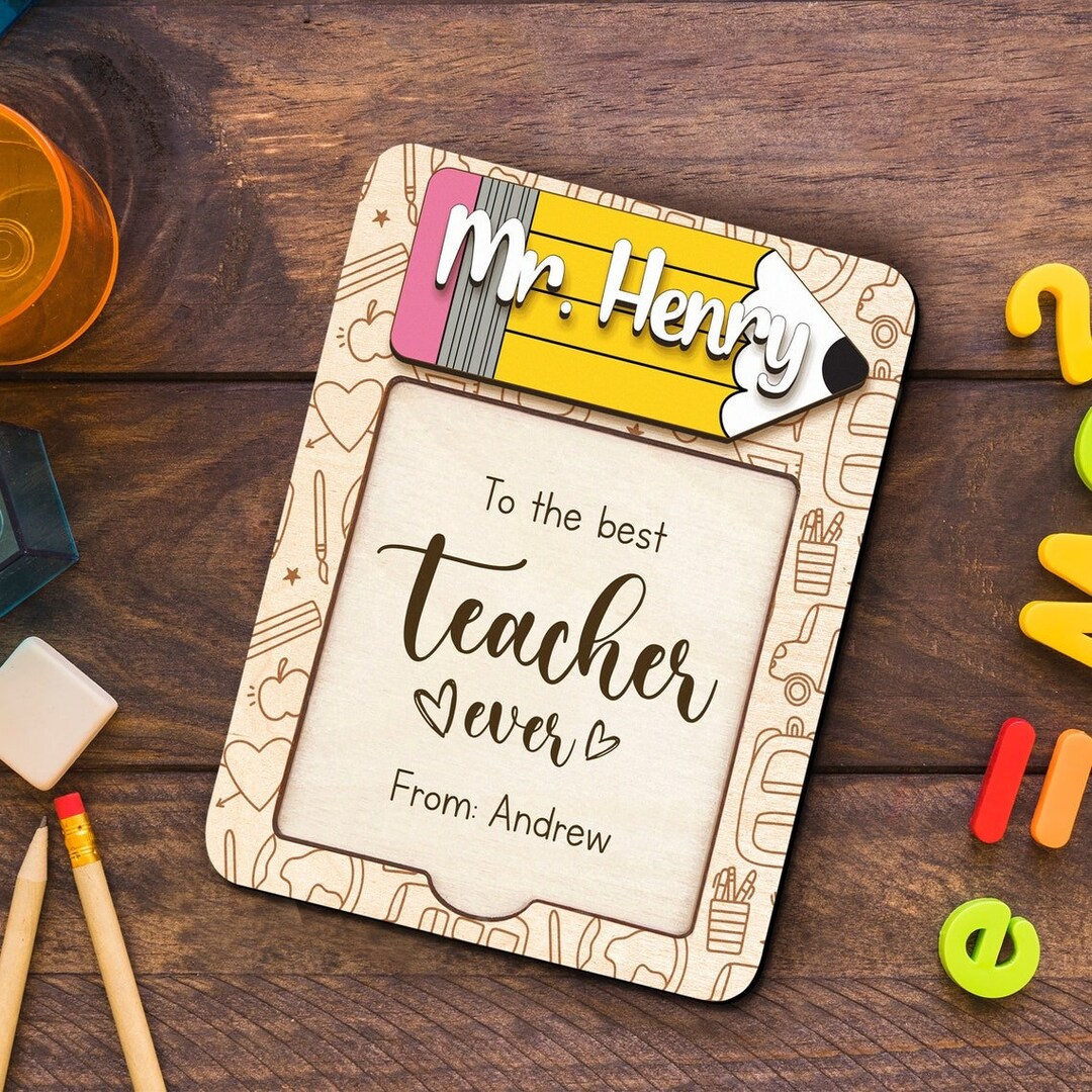 Personalized Teacher Sticky Note Pad Holder, Custom Name Post It Note ...