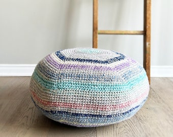 Crochet ECO Pouf/Ottoman | Multi-Colour Pastel