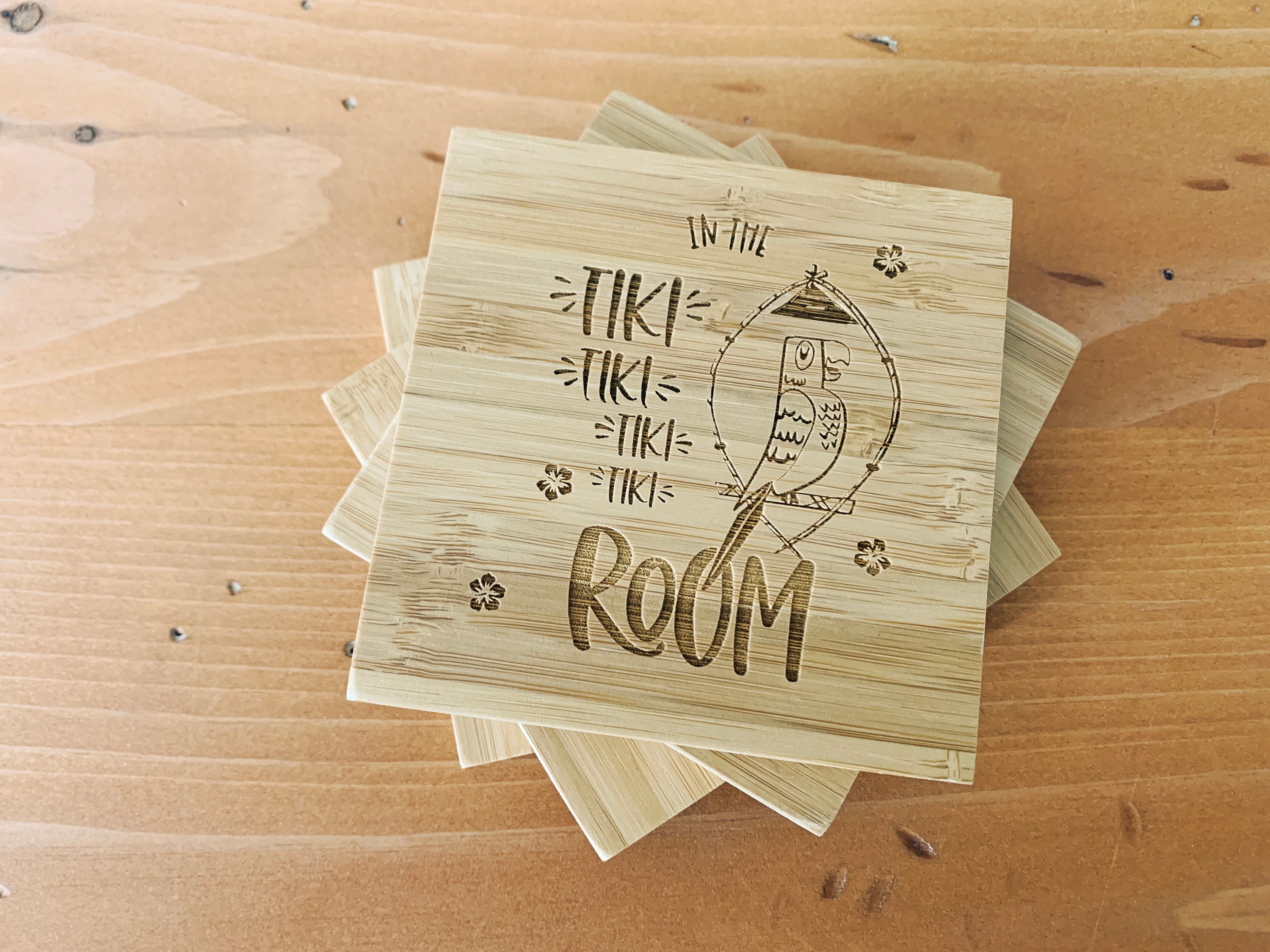 Tiki Room Bamboo Coaster Set of 4