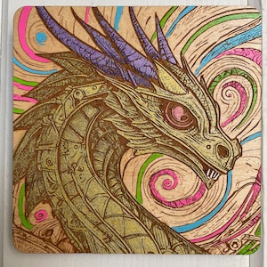 Golden Dragon Painting, Dragon Art, Dragon Lover Gift, Dragon Mini Art, Small Art, Hand Painted Dragon,