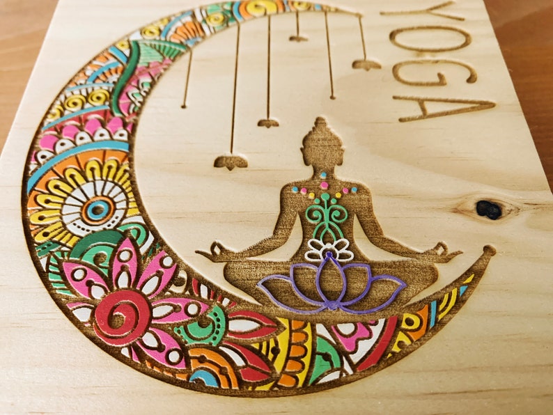 Yoga Zentangle Laser Egraved and Hand Painted Sign image 5