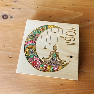 Yoga Zentangle Laser Egraved and Hand Painted Sign image 3