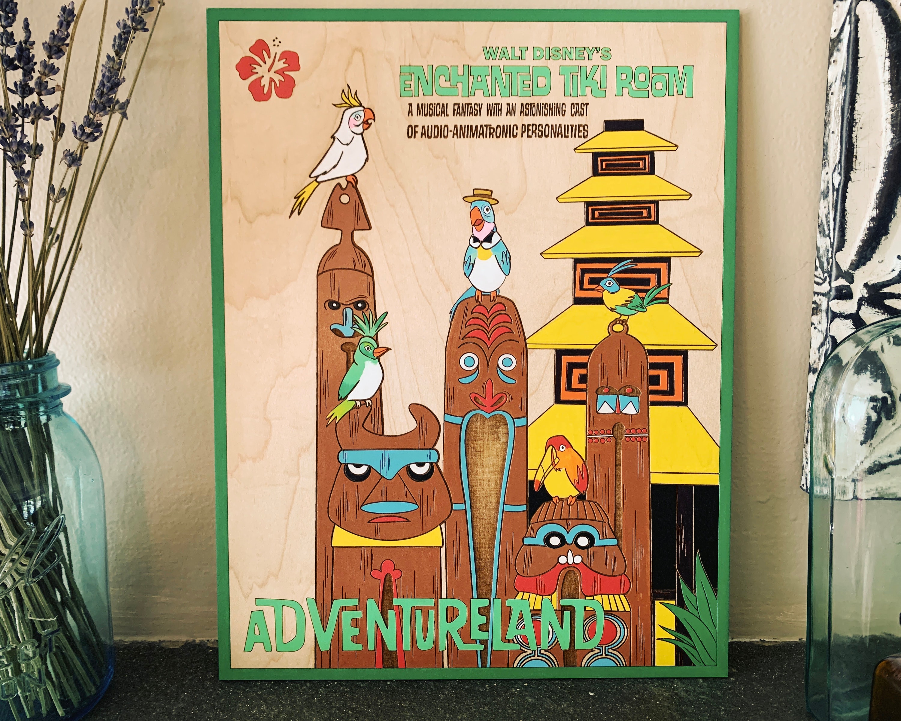 Enchanted Tiki Room, Attraction Poster, Adventureland, Laser Engraved art, Attraction wall art