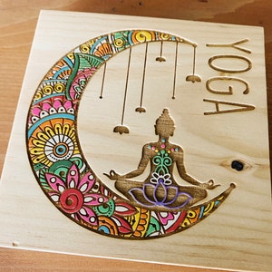 Yoga Zentangle Laser Egraved and Hand Painted Sign image 4