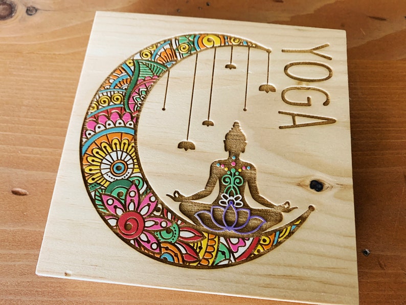 Yoga Zentangle Laser Egraved and Hand Painted Sign image 4