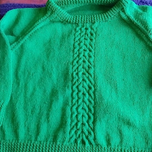 Adult Jumper in Green Hand Knitted Size Large 44 inch Chest