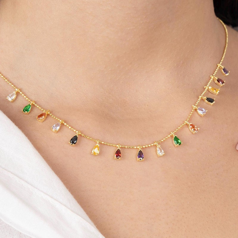 Rainbow Station Necklace Clear Crystal OS