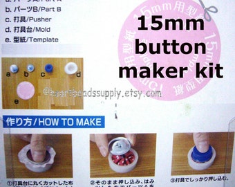 Cover Button maker Kit - 15mm | supply | kit bouton tissu | 5/8 inch | id1320168 | metal button | wire loop cover button assembly tool