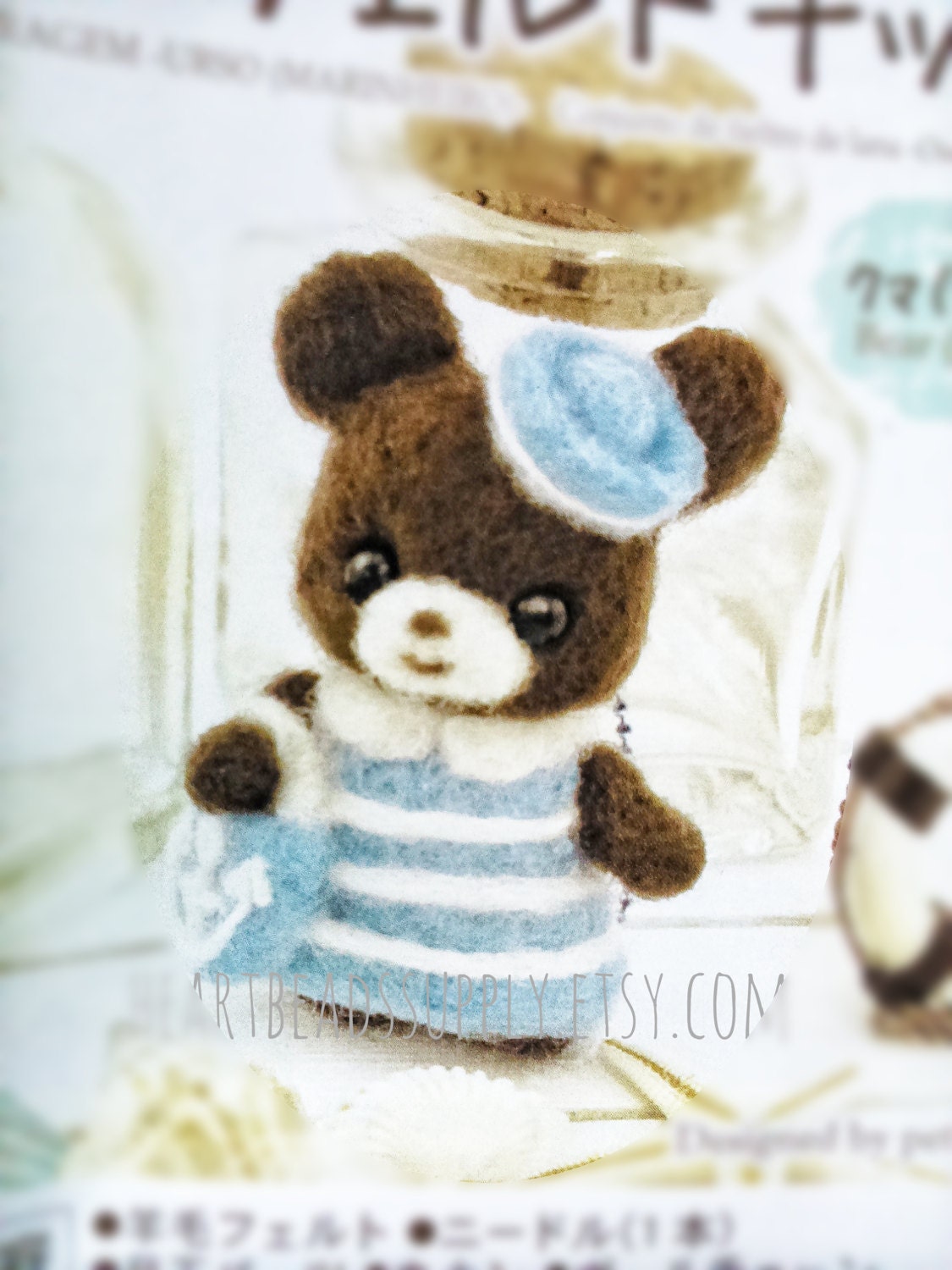 Diy Needle felting kit Cute bear wool with needle easy Etsy