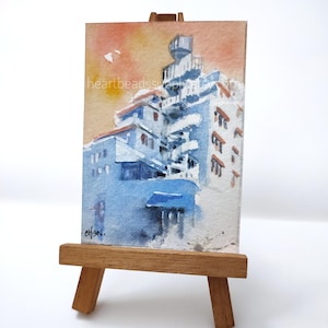 Chinatown CNY 2021 Singapore, ACEO atc peinture, peinture miniature, paysage id210101 aquarelle originale, pas une impression, mer