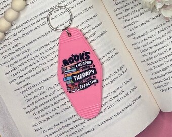 Books Are Cheaper Than Therapy Keychain, Motel Keychain, Book Lover, Bookish, Car Accessories