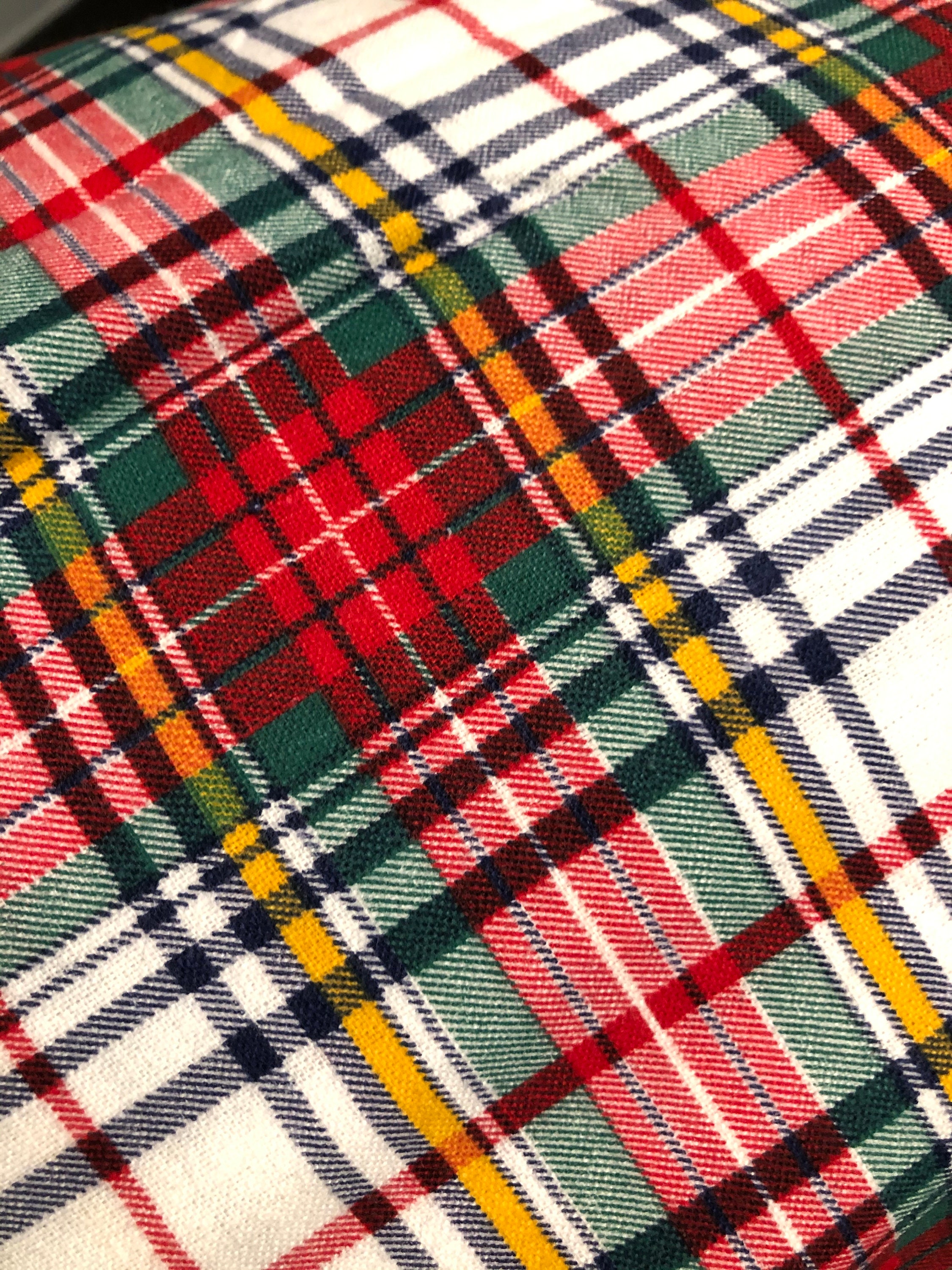 Vintage Plaid Cotton Flannel Fabric Red 