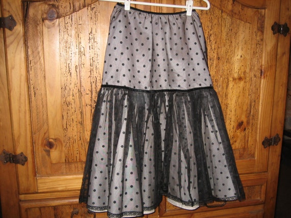 Vintage 1950s Black and Beige Petticoat Slip Half