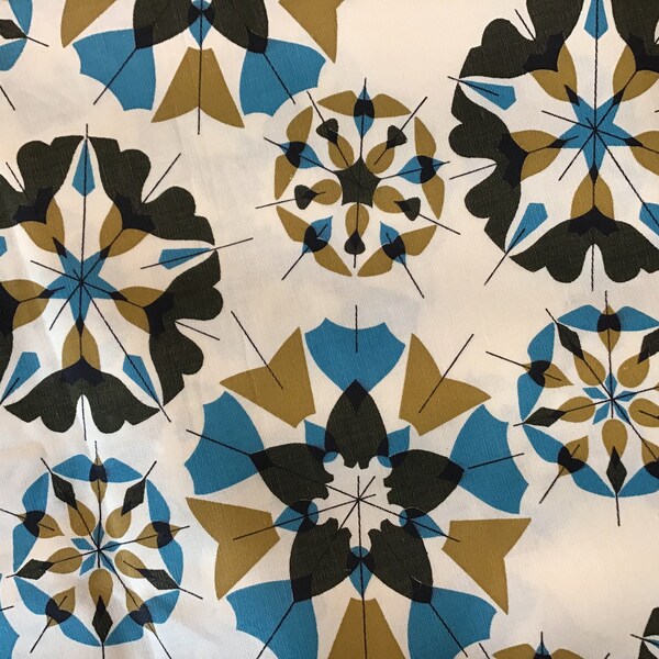 Vintage Fabric - Mid Century Fabric- 1950s Fabric - Upholstery Fabric - Abstract Print - 36 W x 36” L - Gold Teal Dark Green