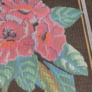 Vintage Needlepoint - Multi-colored Floral Pattern Needlepoint - Bucilla 1991 Needlework Canvas