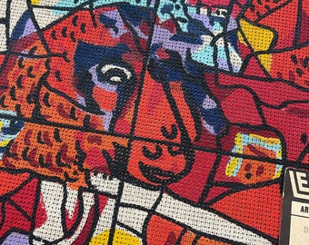 Vintage Needlepoint - Marc Chagall Stained Glass Window - Judah - Twelve Tribes of Jerusalem