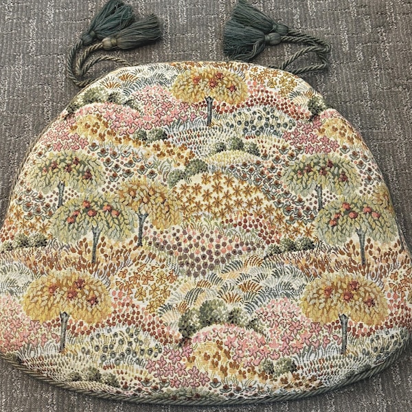 Mid-Century Chair Seat Cushion - Millefleurs motif - 1950’s Home Decor