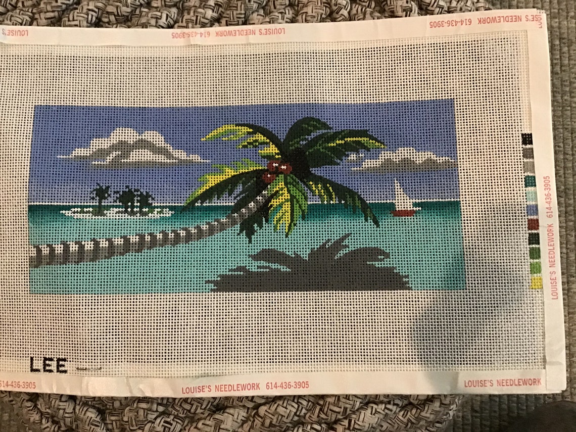 Vintage Needlepoint Canvas LEE Design Canvas Hand painted Etsy