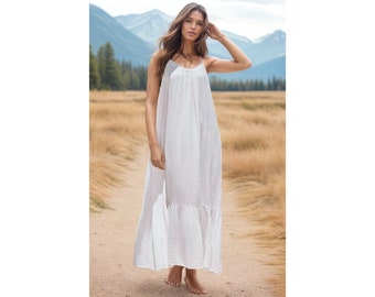 100% Cotton Muslin Maxi Dress, Plus size Dress, Medieval dress, oversize dress, Cottagecore Dress, Milkmaid Dress, Boho dress, summer dress