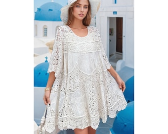 Crochet Maxi Dress, Summer dress, Plus size Dress, oversize dress, Cottagecore Dress, Milkmaid Dress, Boho dress